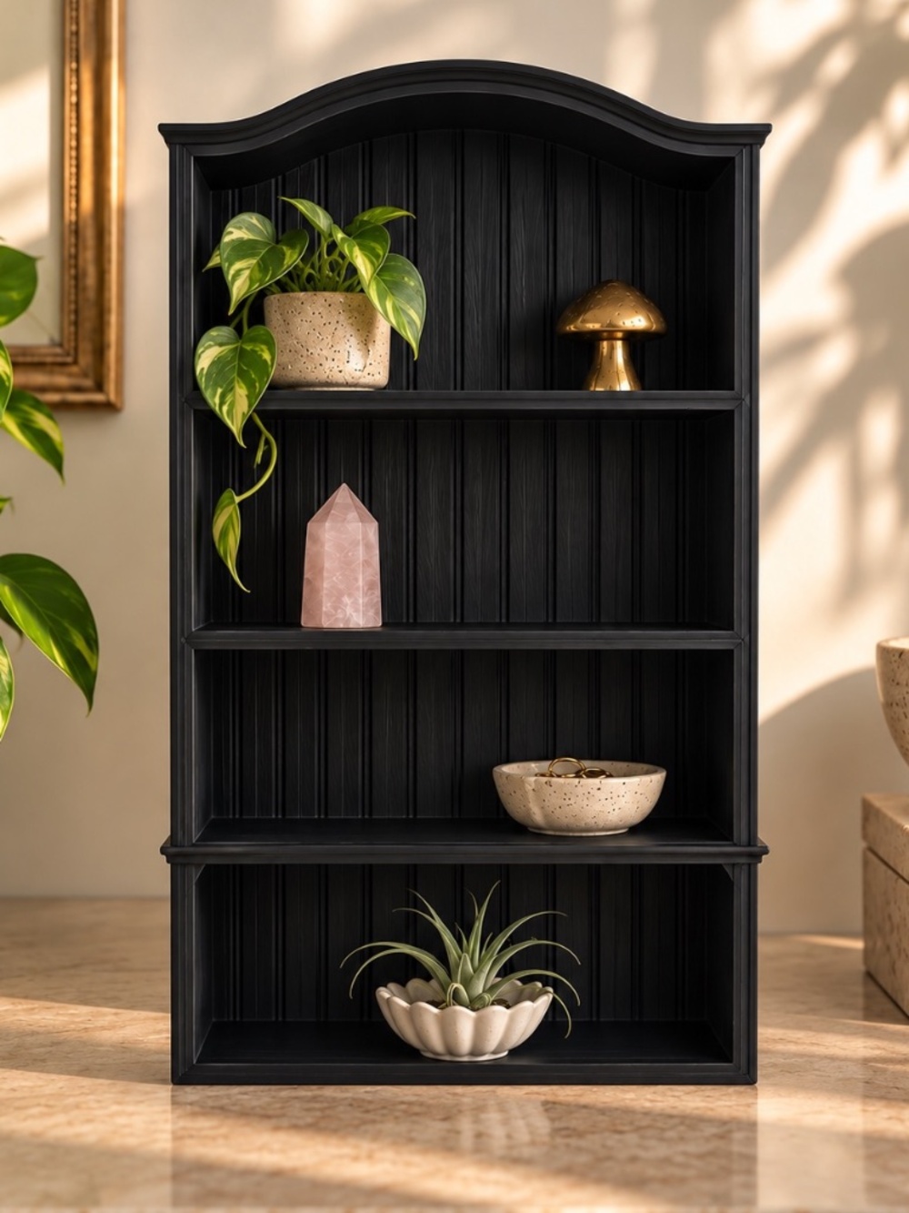 Black Mini Arched Shelf | 3D Printed Display Organizer | Desk & Shelf Decor